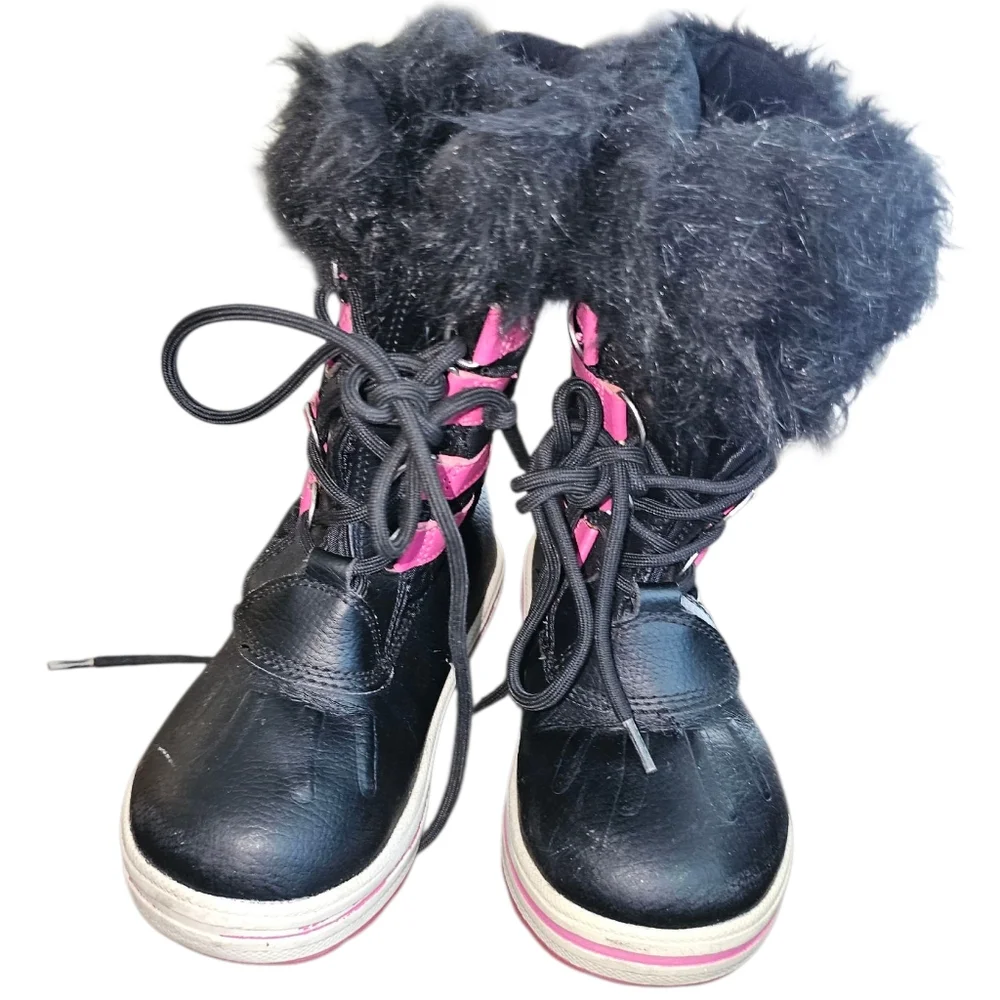 Rugged Outback Kids Black and Pink Winter Boots